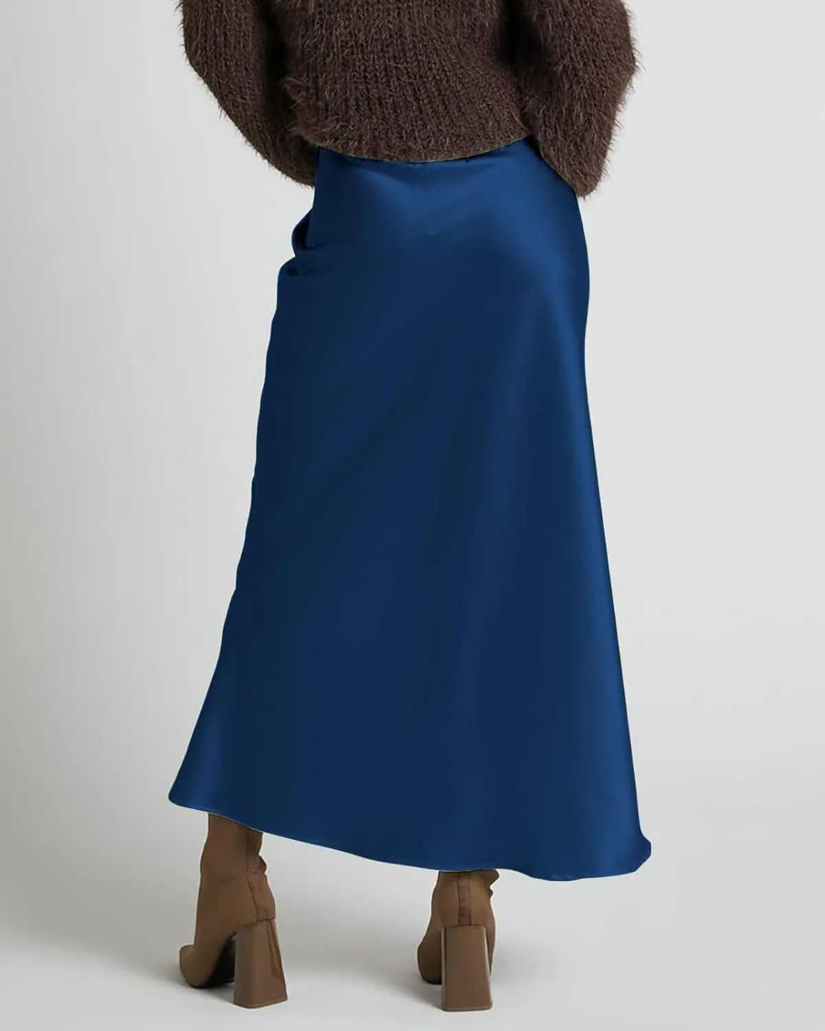 2025 Satin High Waisted Maxi Skirt Silk A-Line Spring Summer Casual Long Skirts for Women