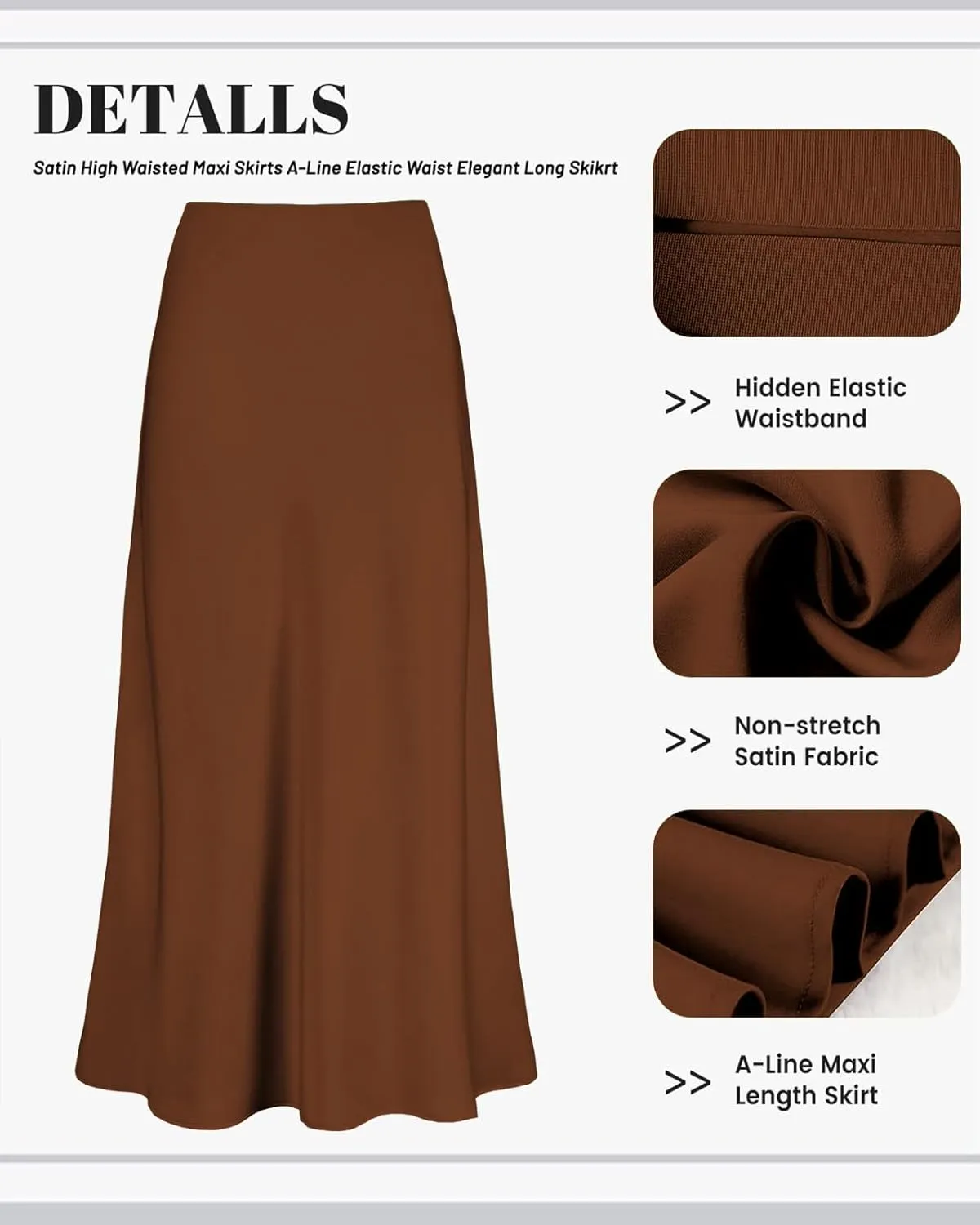 2025 Satin High Waisted Maxi Skirt Silk A-Line Spring Summer Casual Long Skirts for Women