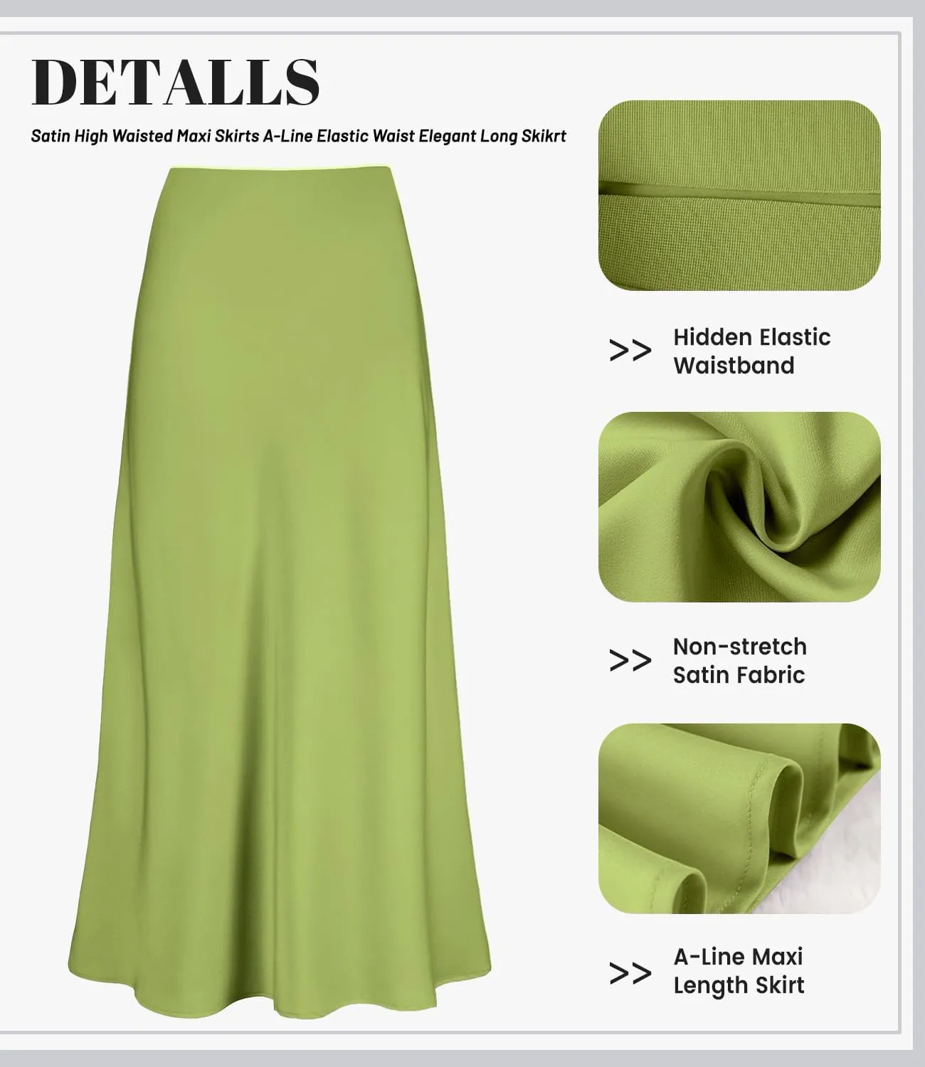 2025 Satin High Waisted Maxi Skirt Silk A-Line Spring Summer Casual Long Skirts for Women
