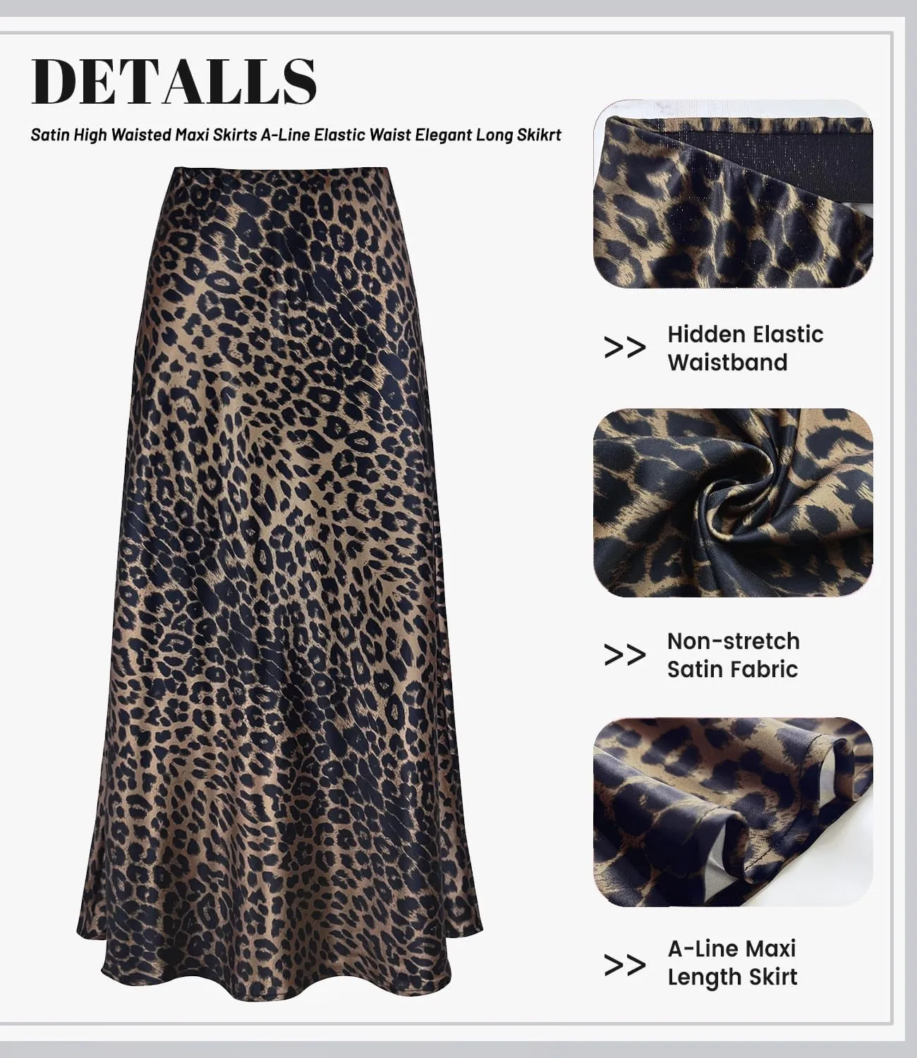 2025 Satin High Waisted Maxi Skirt Silk A-Line Spring Summer Casual Long Skirts for Women