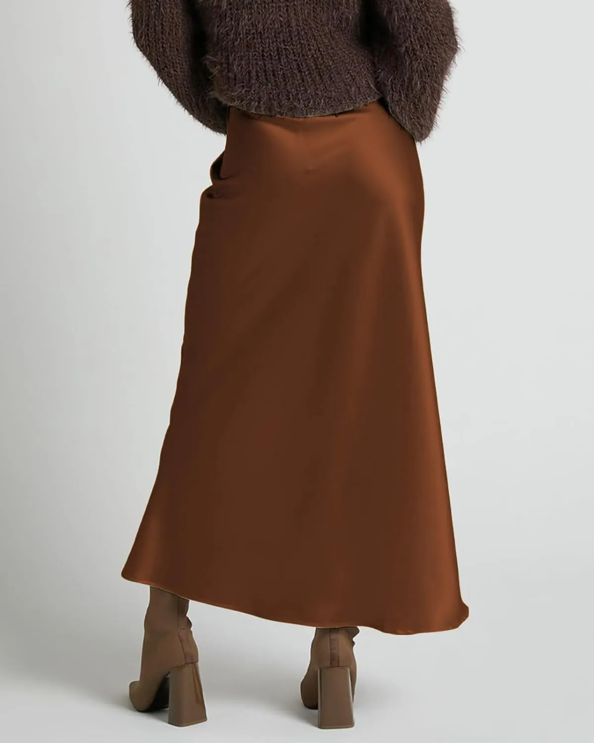 2025 Satin High Waisted Maxi Skirt Silk A-Line Spring Summer Casual Long Skirts for Women