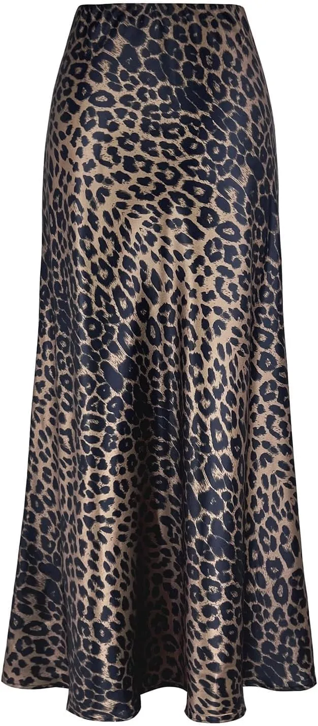 2025 Satin High Waisted Maxi Skirt Silk A-Line Spring Summer Casual Long Skirts for Women