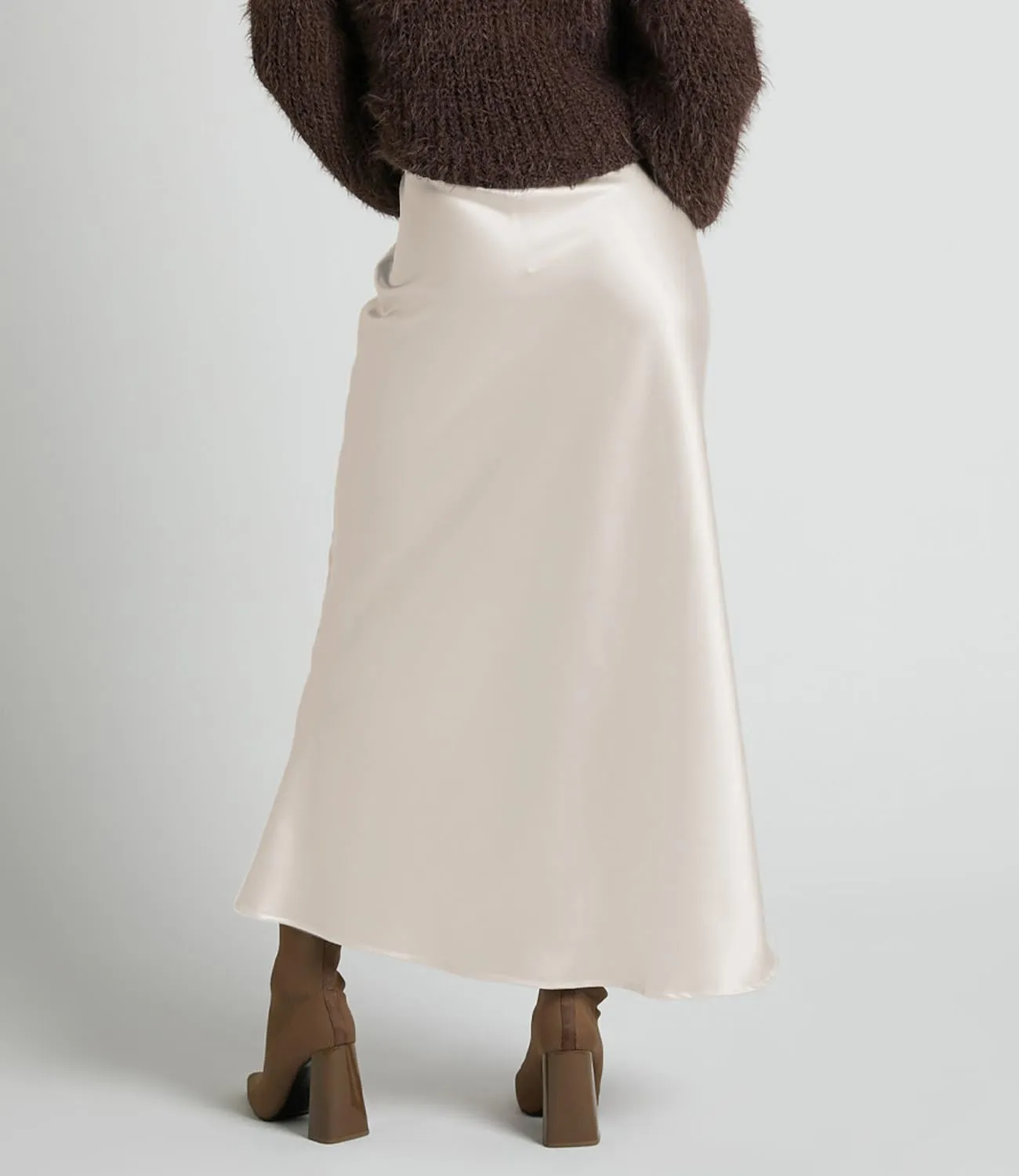 2025 Satin High Waisted Maxi Skirt Silk A-Line Spring Summer Casual Long Skirts for Women