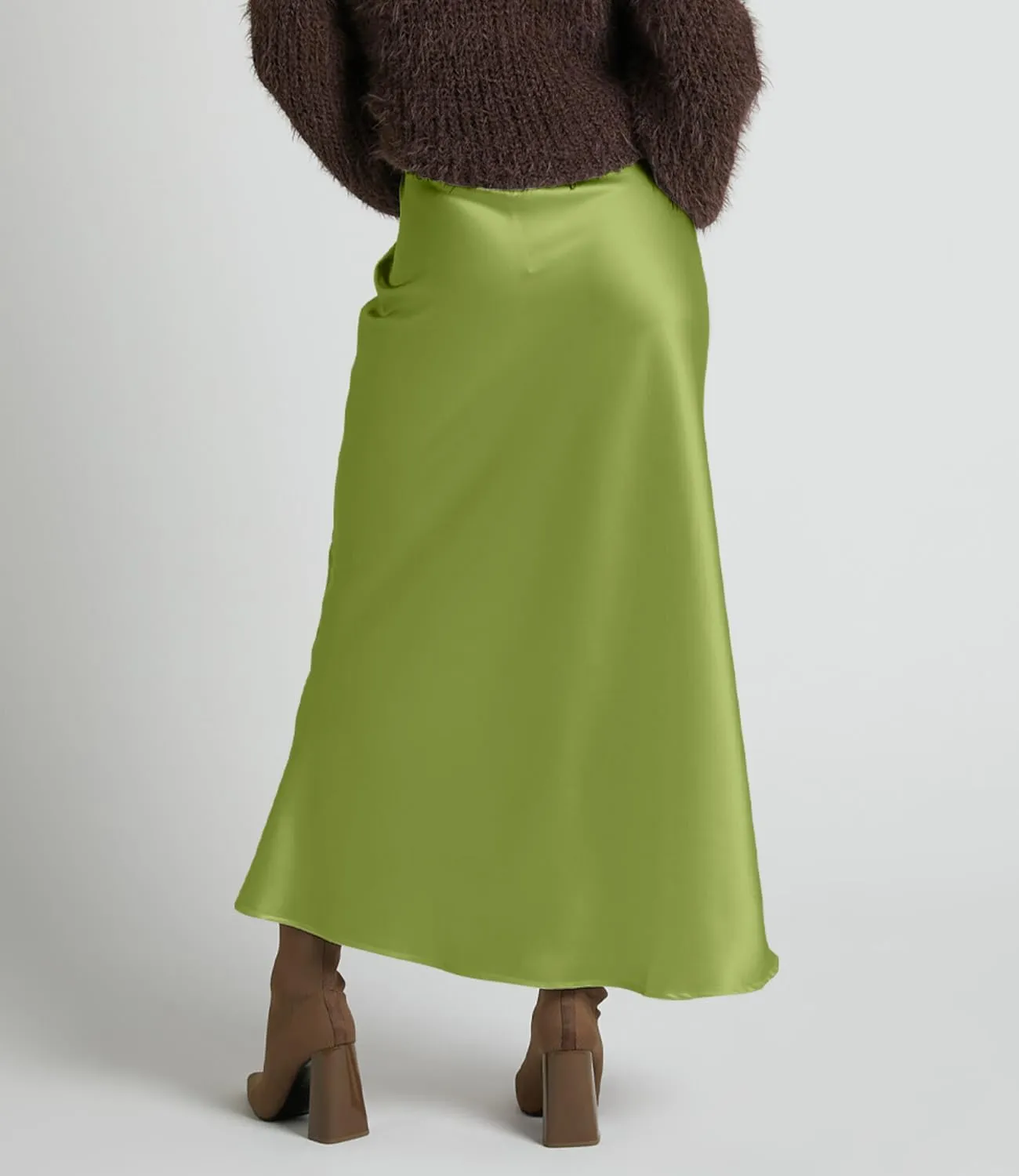 2025 Satin High Waisted Maxi Skirt Silk A-Line Spring Summer Casual Long Skirts for Women