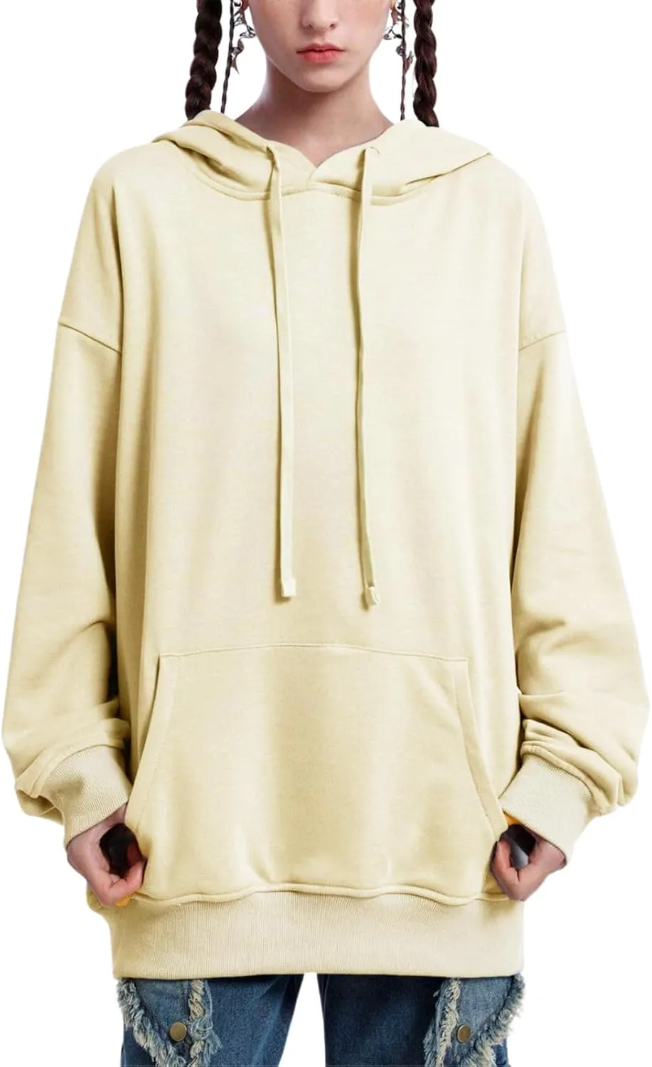 Aelfric Eden Embroidery Hoodies Oversized Y2k Hooded Sweatshirts Unisex Solid Color Hoodie Streetwear Pullover Tops