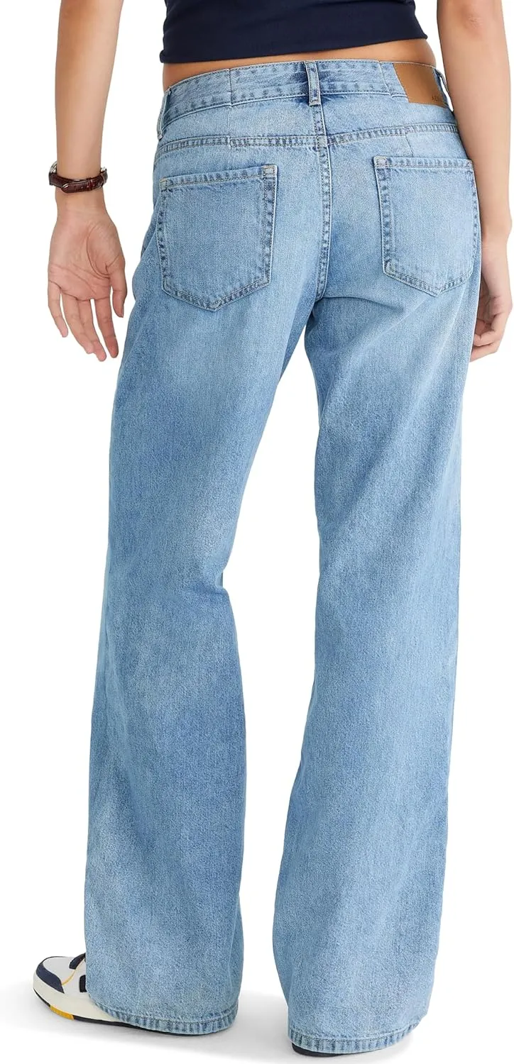 AEROPOSTALE Women's Aero Baggy Wide Leg Light Wash Clean Jean