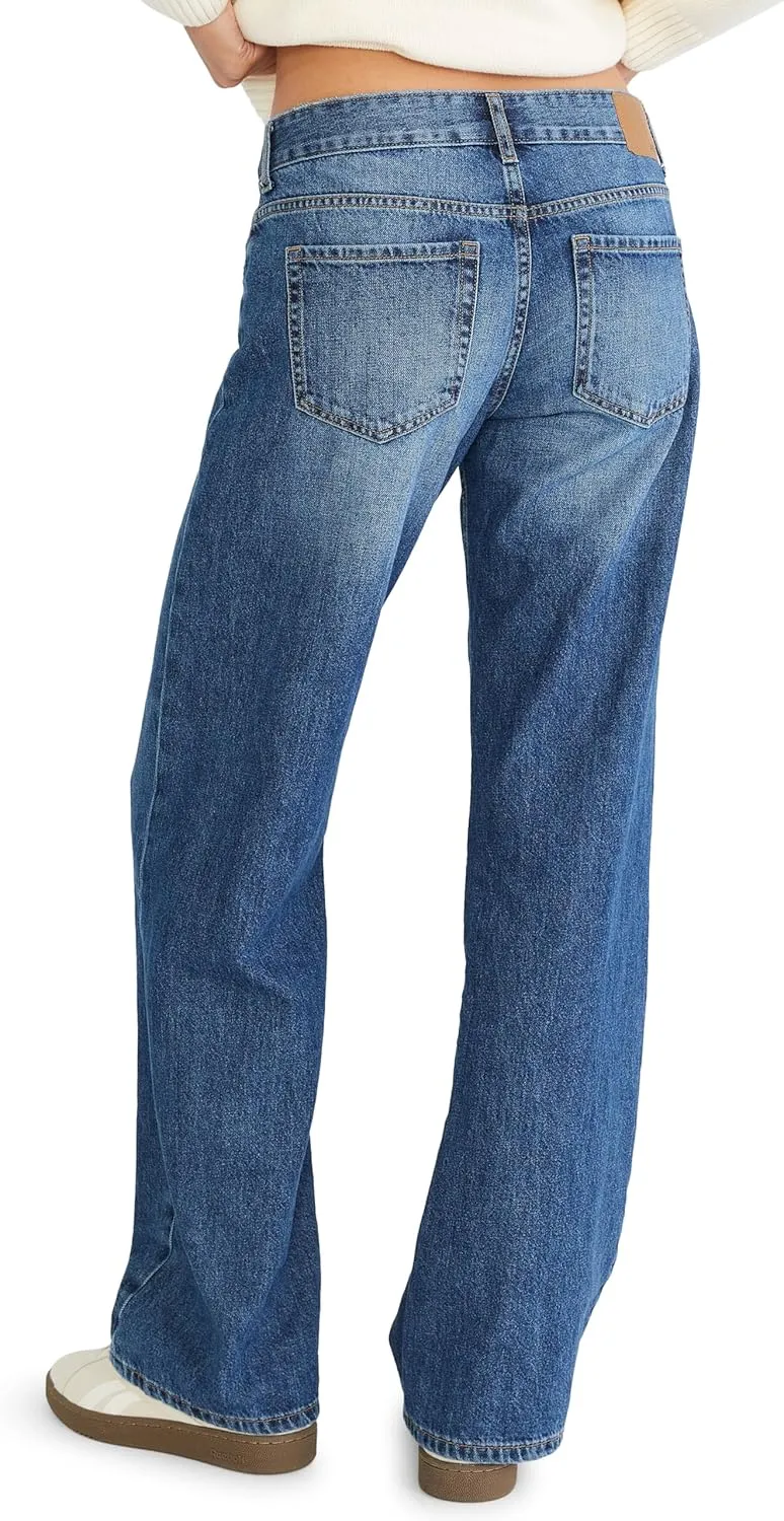 AEROPOSTALE Women's Baggy Wide Leg Dark Wash Clean Jean