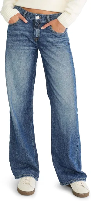 AEROPOSTALE Women's Baggy Wide Leg Dark Wash Clean Jean