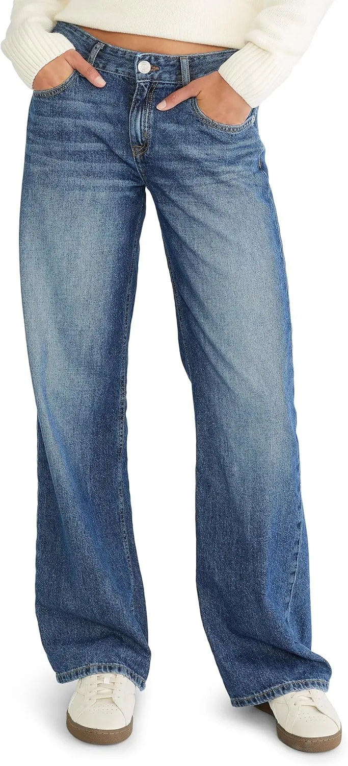 AEROPOSTALE Women's Baggy Wide Leg Dark Wash Clean Jean