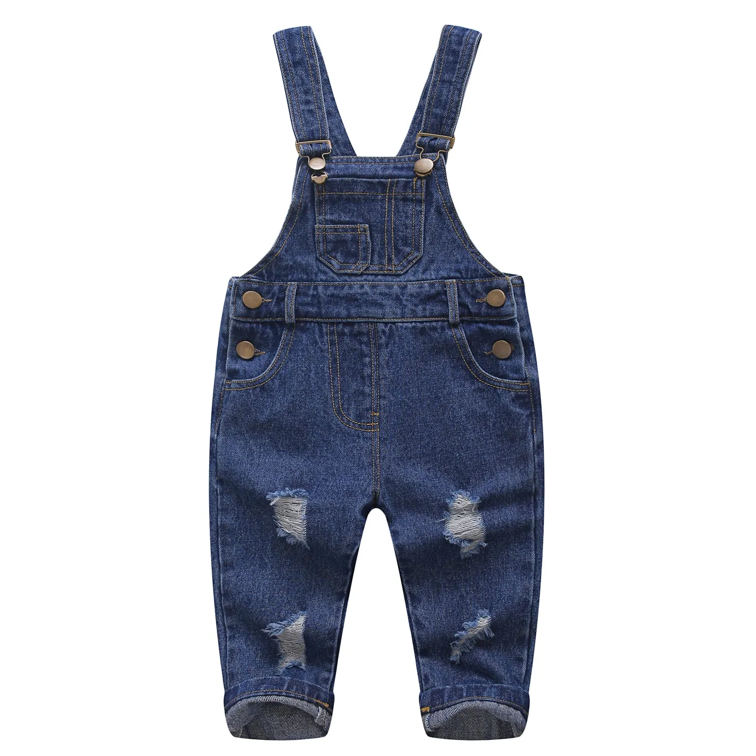 Baby Boy Girl Toddler Ripped Denim Cute Jean Workwear Overalls