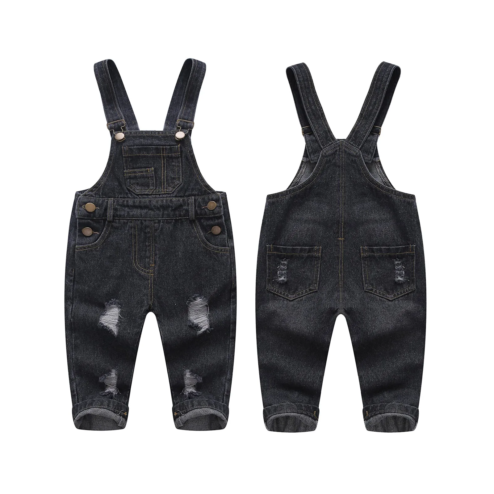 Baby Boy Girl Toddler Ripped Denim Cute Jean Workwear Overalls