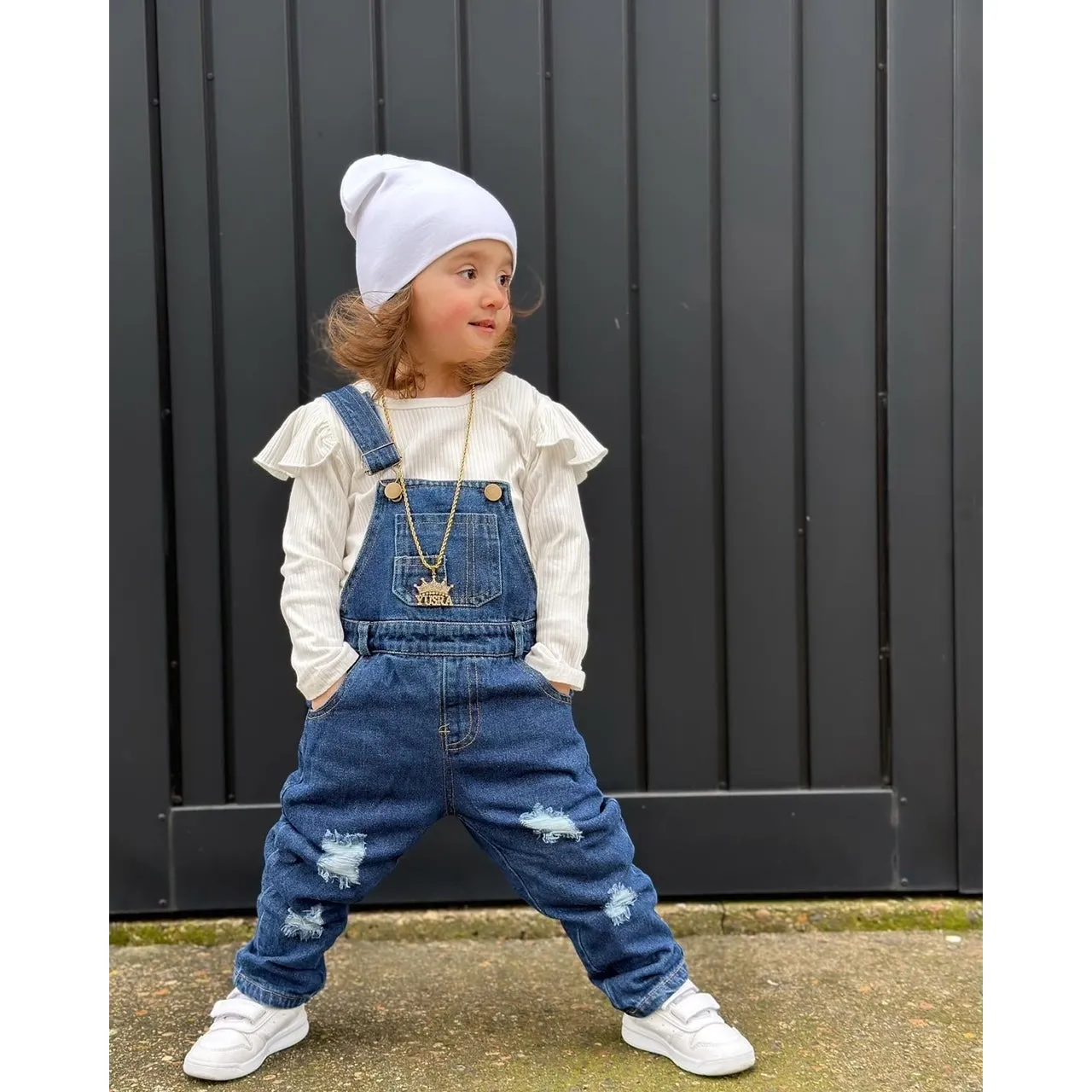 Baby Boy Girl Toddler Ripped Denim Cute Jean Workwear Overalls
