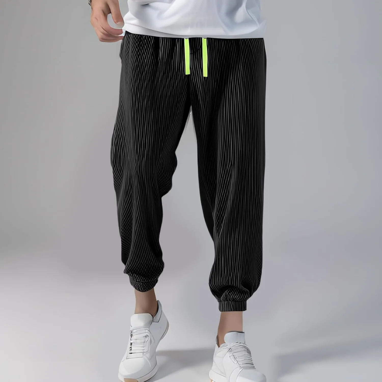Baggy Sweatpants Men Open Bottom Straight Wide Leg Sweatpants Trendy Casual Yoga Athletic Lounge Pants with Pockets