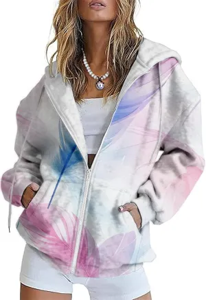 Bengbobar Women's Floral Printed Sweatshirt Long Sleeve Hooded Loose Vintage FLower Graphic Tops Oversized Hoodies for Women