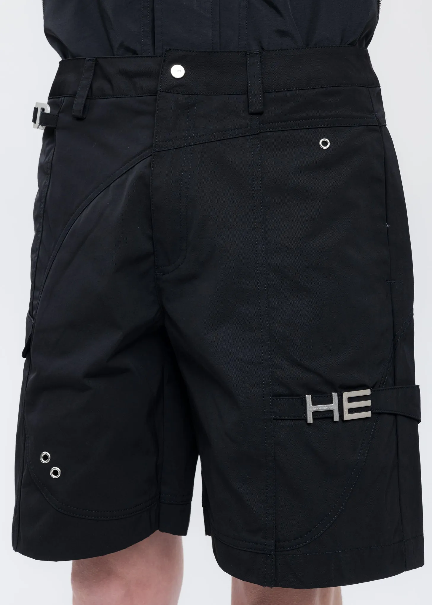 Black MINIMAL TWILL CARGO Shorts