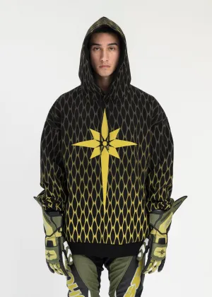 BLACK ORIGAMI PRINT HOODIE