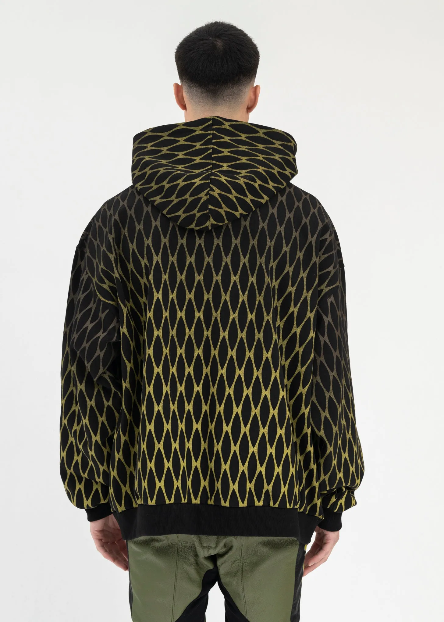 BLACK ORIGAMI PRINT HOODIE