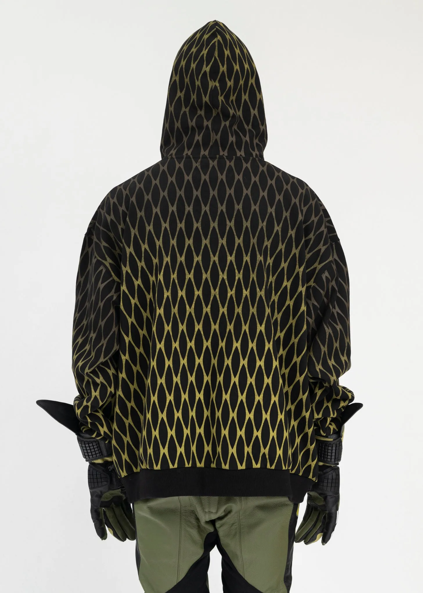 BLACK ORIGAMI PRINT HOODIE