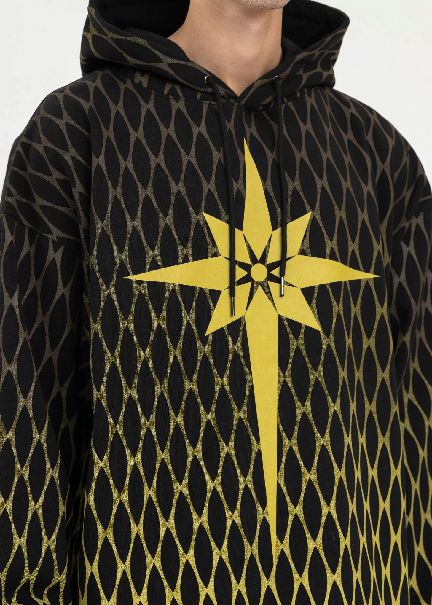BLACK ORIGAMI PRINT HOODIE