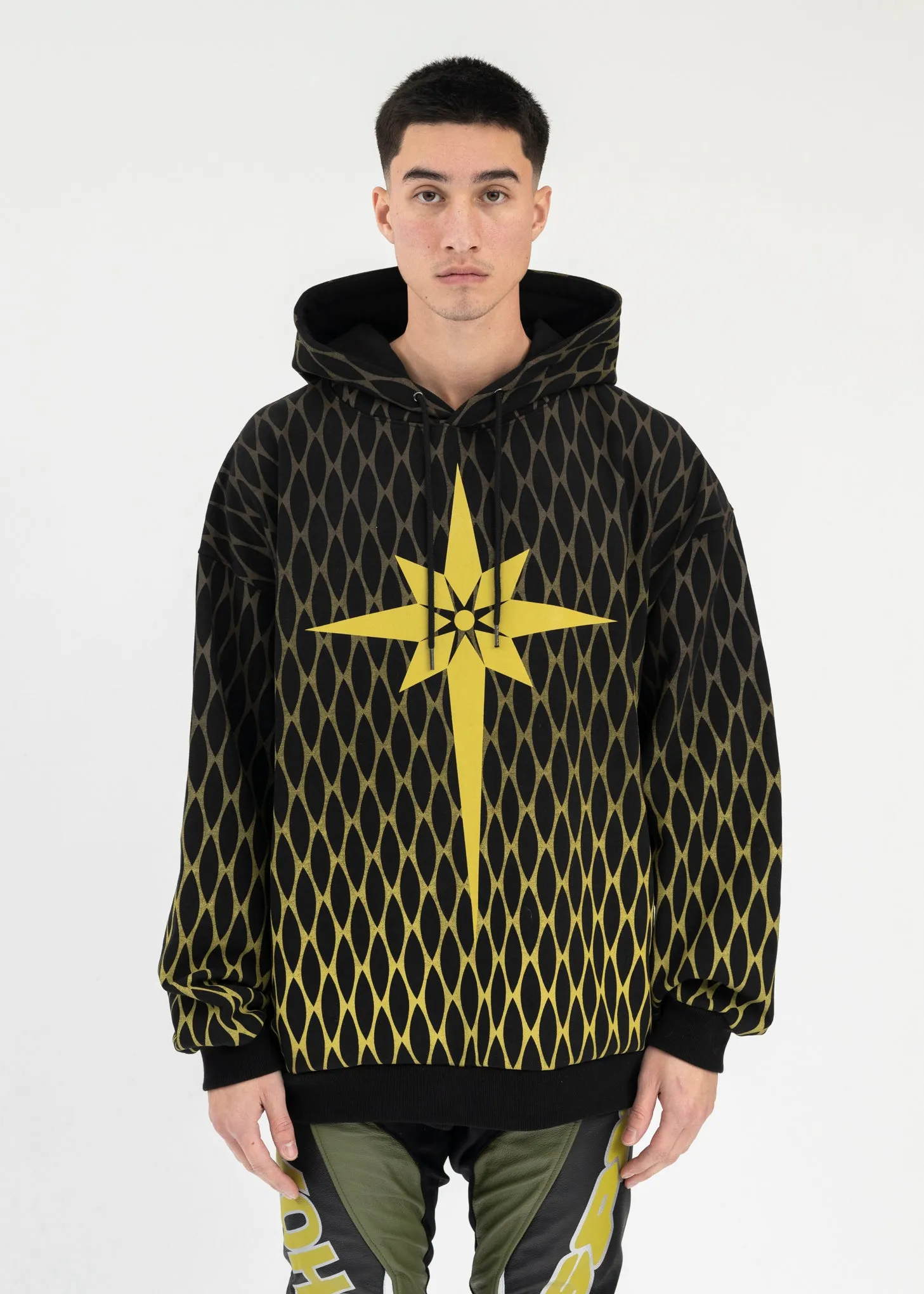 BLACK ORIGAMI PRINT HOODIE