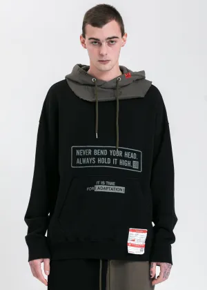 Black Partly Double Hoodie