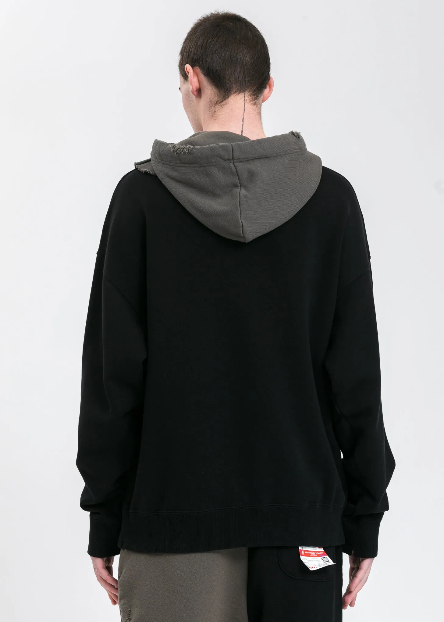 Black Partly Double Hoodie
