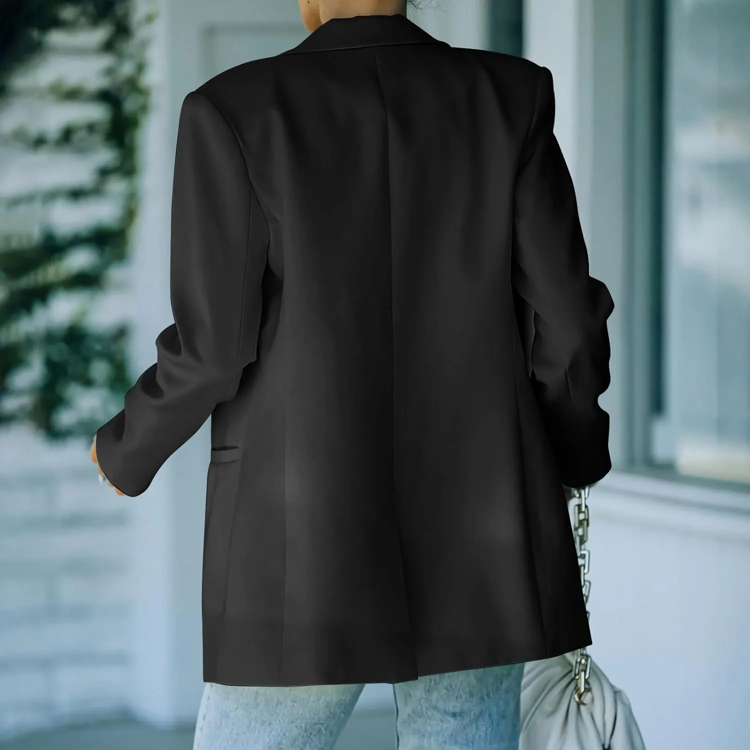 Blazers for Women Fashion Slim Fit Jacket Notch Lapel Button Long Sleeve Suit Fashion Work 0ffice Open Front Outwear