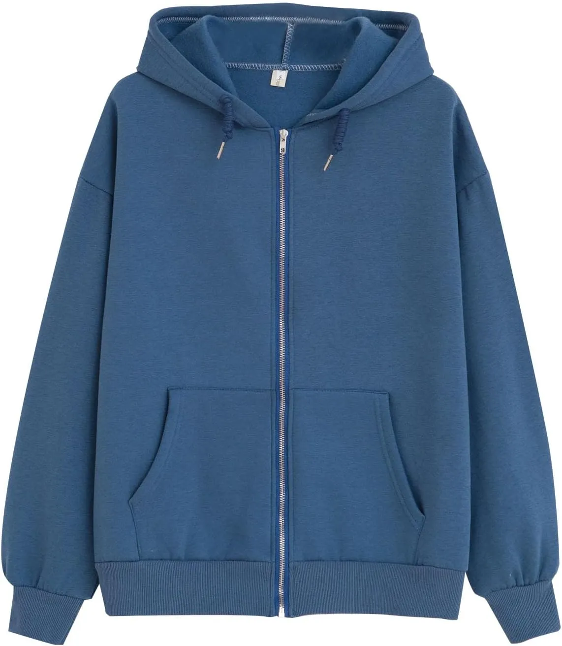 Bobeutou Oversized Zip Up Hoodie Sweatshirt for Womens Trendy Hoodies Fashion Fall Fleece Y2k Jacket Casual Tops with Pocket (Navy blue,L,Large)