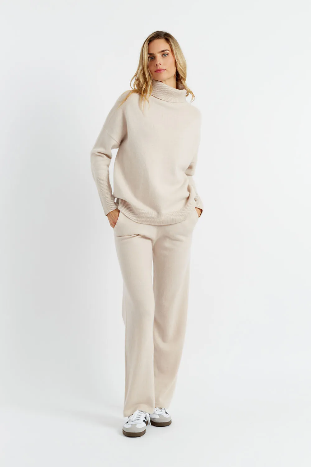 Bone Pure Cashmere Rollneck Sweater