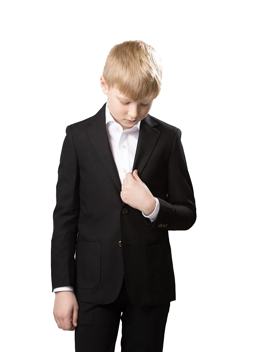 Boy's TR Patch Pocket Suit Blazer - Black Pique