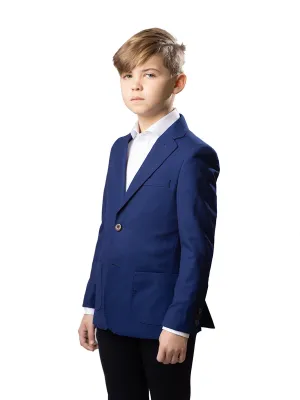 Boy's TR Patch Pocket Suit Blazer - Blue Pique