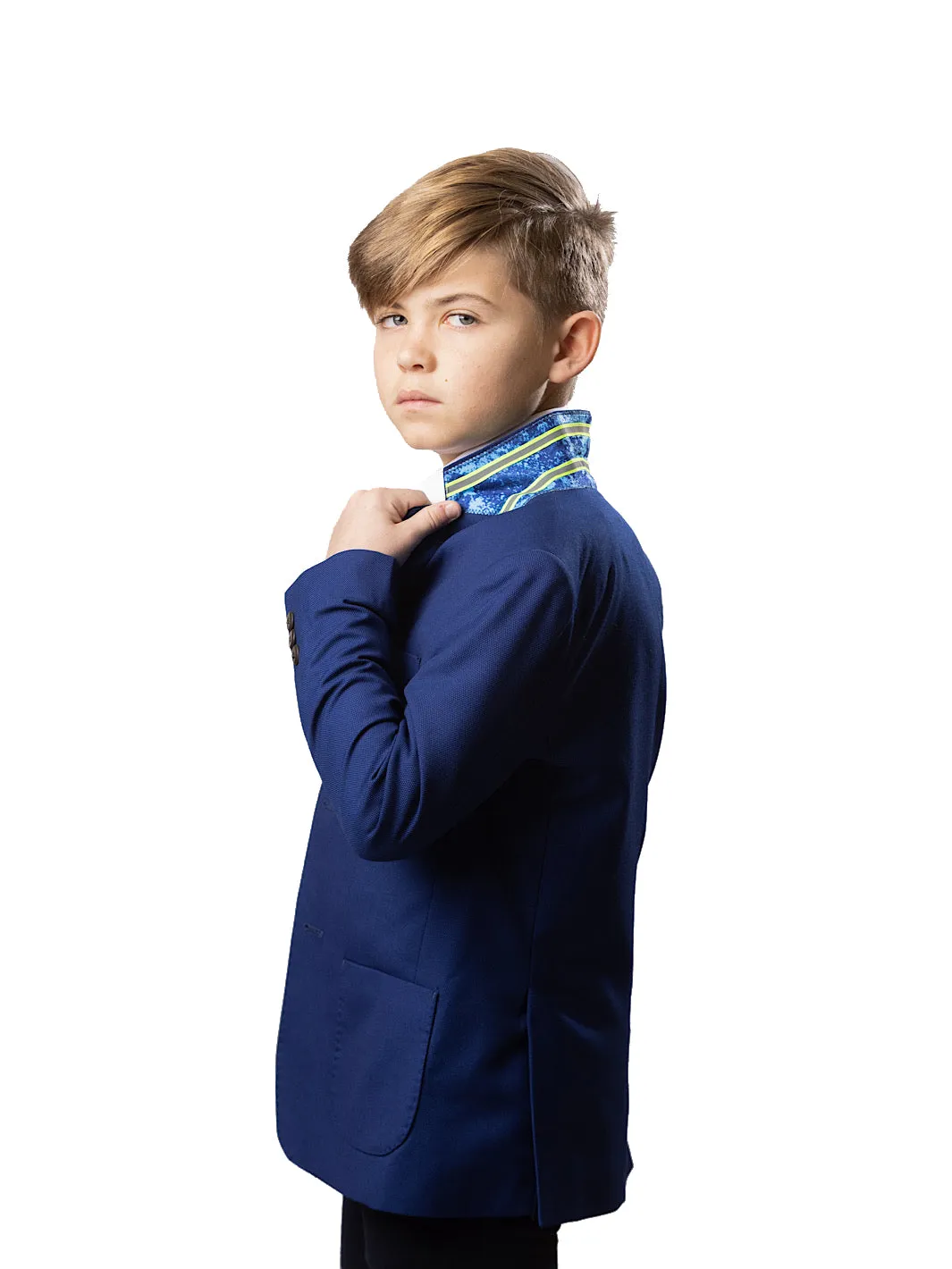 Boy's TR Patch Pocket Suit Blazer - Blue Pique