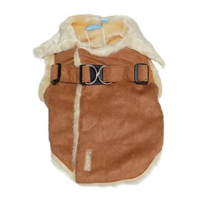 BROWN FURRY WINTER HARNESS VEST