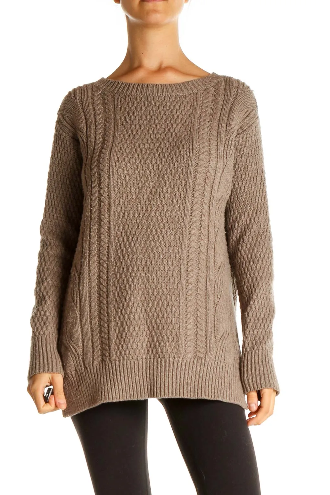 Brown Textured Classic Sweater