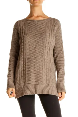 Brown Textured Classic Sweater