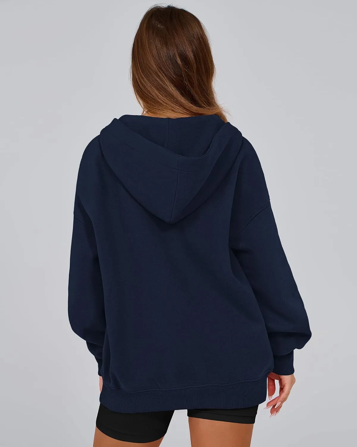 BTFBM Women's Oversized Hoodies Casual Fleece Long Sleeve V Neck Sweatshirts 2025 Trendy Spring Outfits Fall Clothes