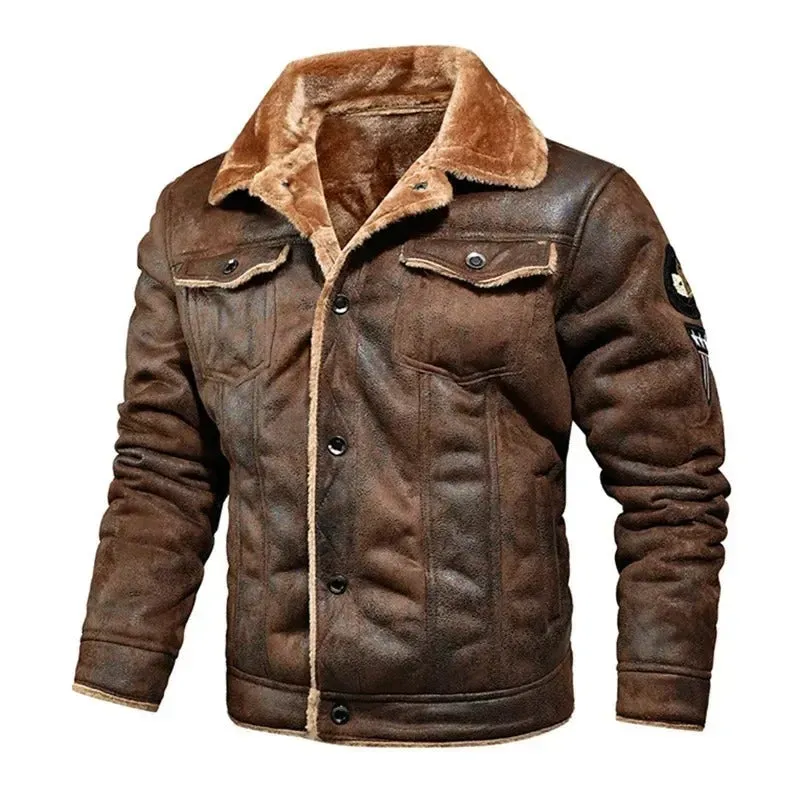Carlos - Herfst en winter nieuwe oversized plus fluwelen dikke leren jas voor heren