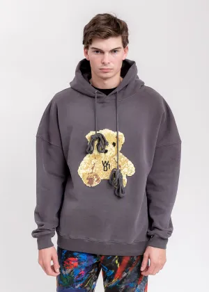 Charcoal Embroidered Teddy Hoodie