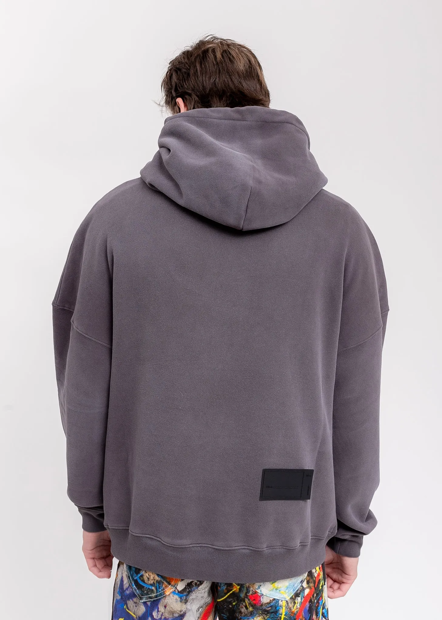 Charcoal Embroidered Teddy Hoodie