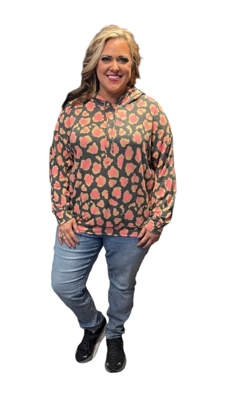 Charcoal Leopard Mix Hoodie