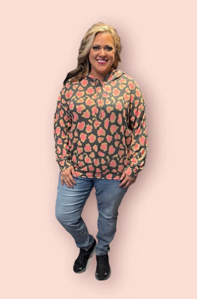 Charcoal Leopard Mix Hoodie