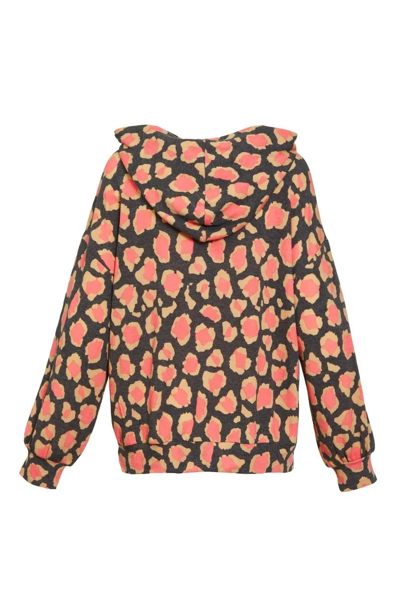 Charcoal Leopard Mix Hoodie