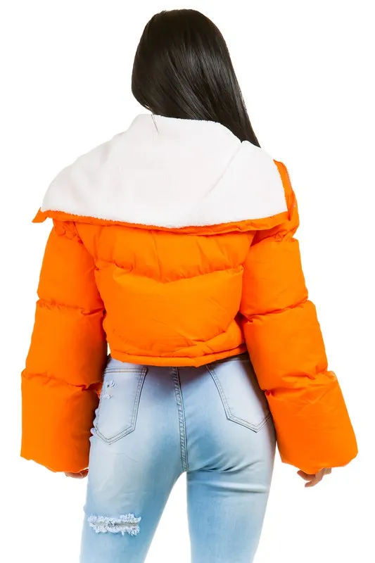 Chic & Cozy Oversized Fuzzy Puffer Jacket – Trendy Teddy-Lined Outerwear