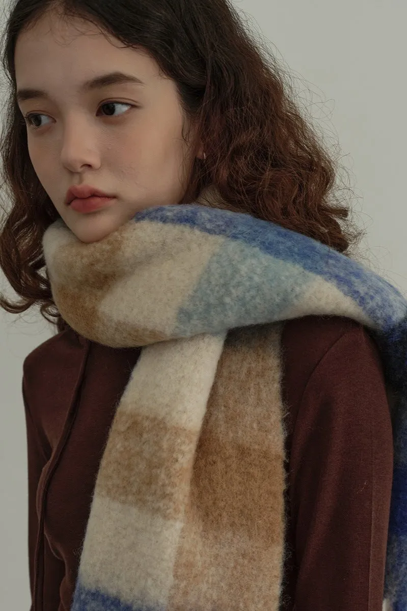 Chic Multi Colored Checkered Long Tassel Scarf