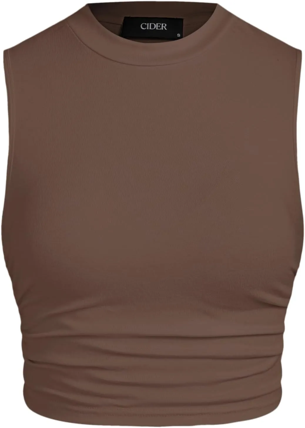 CIDER Crop Tops for Women Mimi Cuttrell Basic Sleeveless Ruched Going Out Summer Casual Ribbed Tank Top