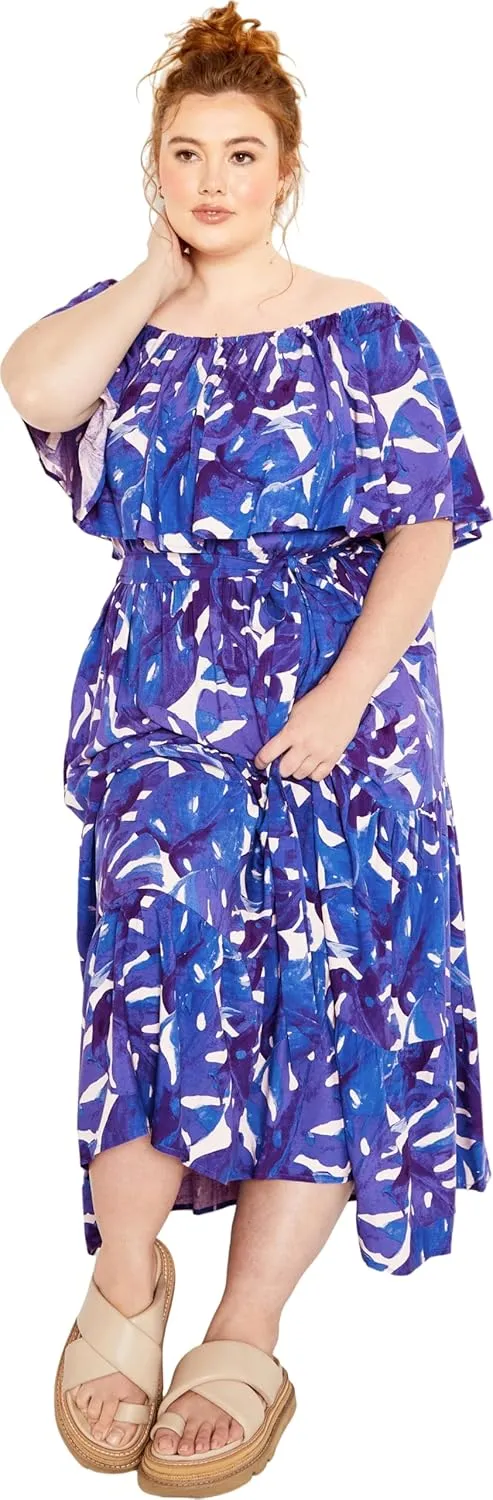 City Chic Women's Maxi Dress-Boardwalk Print