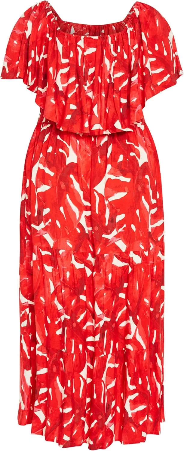 City Chic Women's Maxi Dress-Boardwalk Print