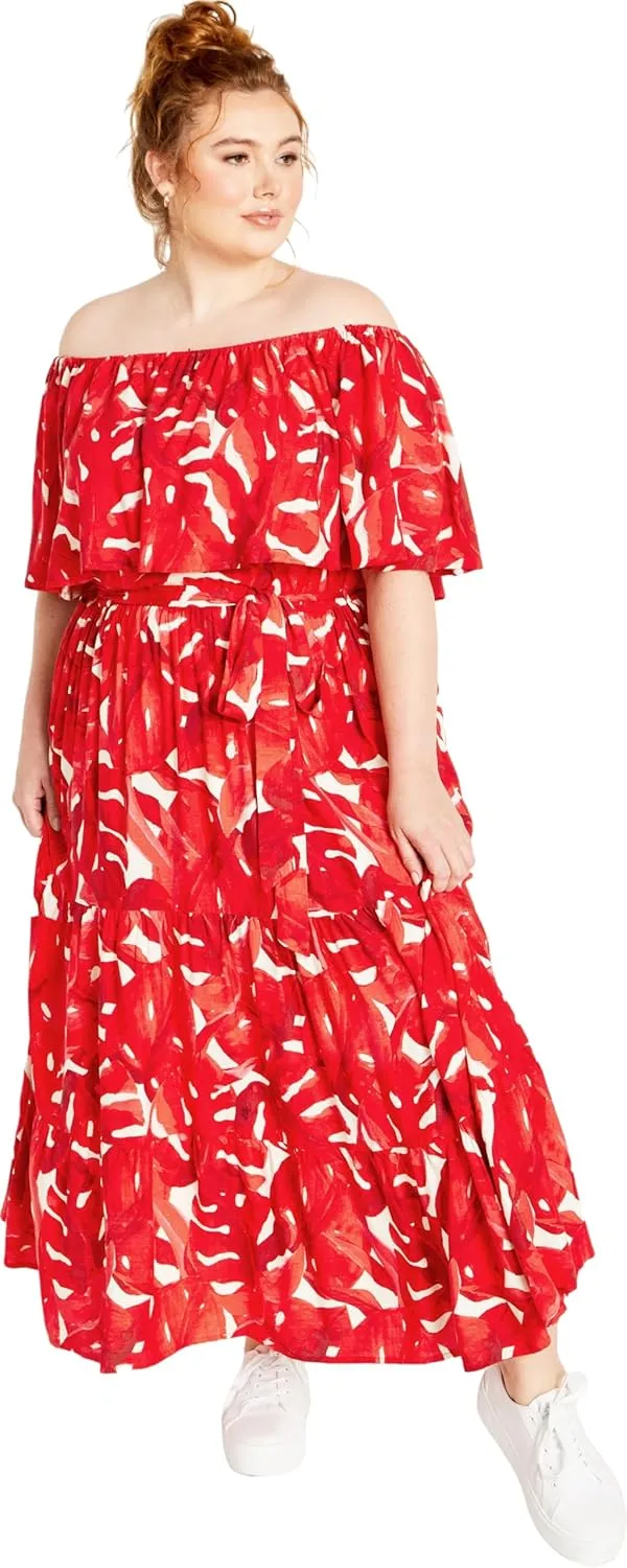 City Chic Women's Maxi Dress-Boardwalk Print