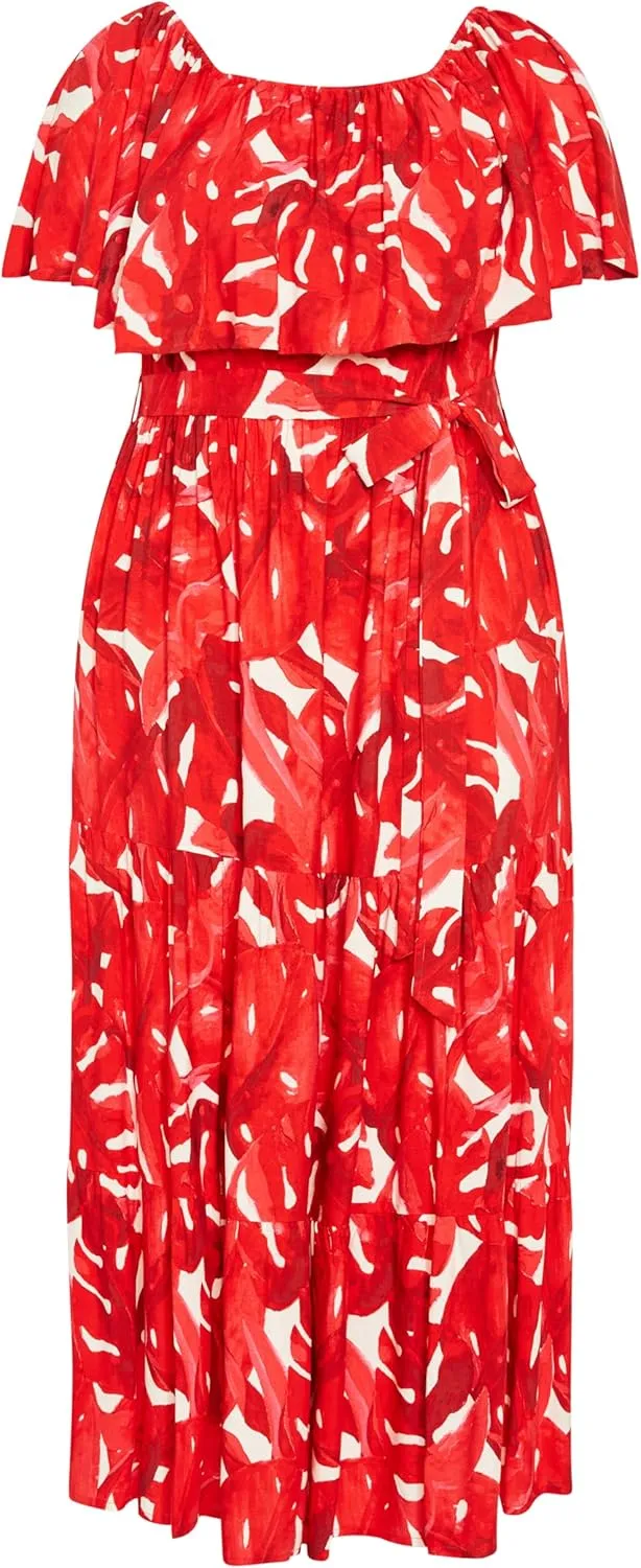 City Chic Women's Maxi Dress-Boardwalk Print