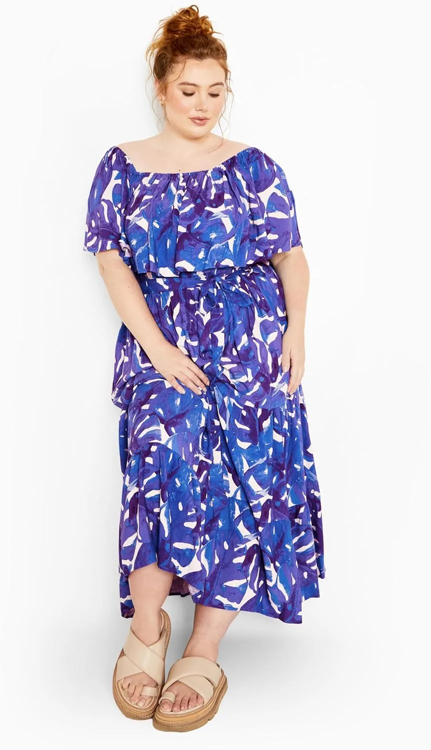 City Chic Women's Maxi Dress-Boardwalk Print